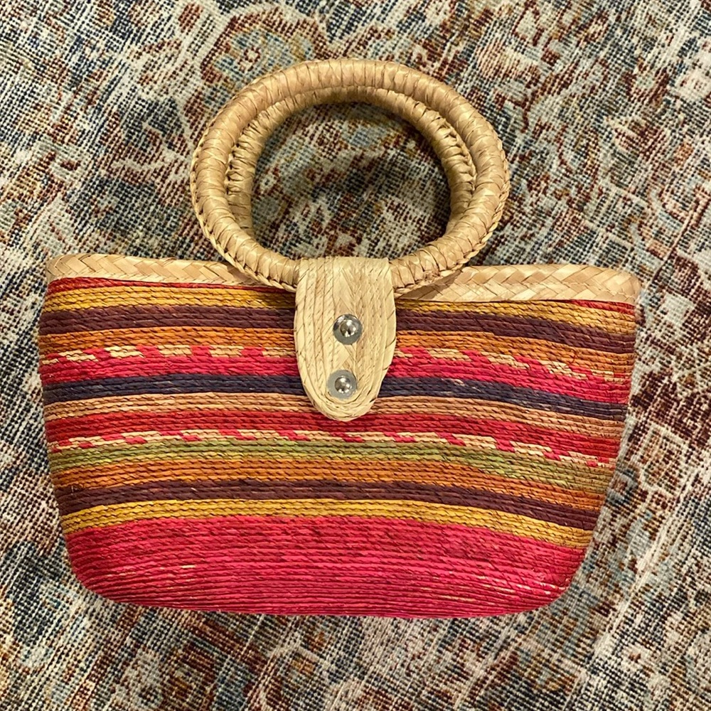 Cute and colorful wicker handbag